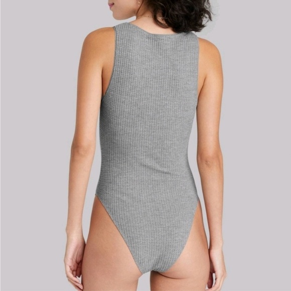 🍏NWT Wild Fable - Grey Waffle Tank Bodysuit - XL - Picture 2 of 2
